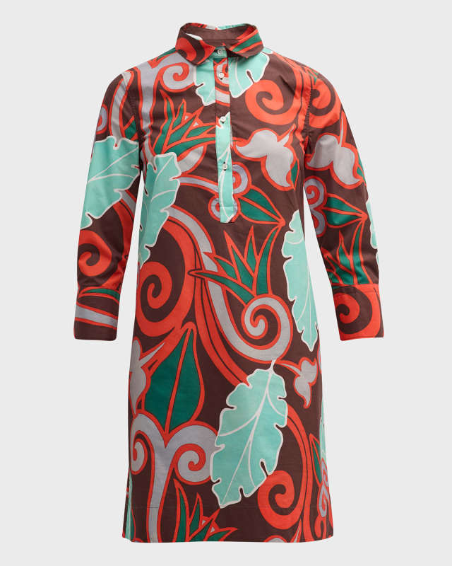Jackie Botanical-Print Midi Shift Dress